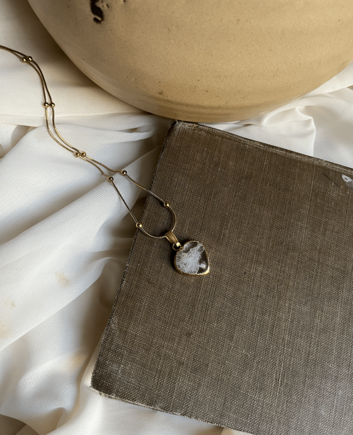 Kristal Kuvars Baby Kalp Kolye - Görsel 3